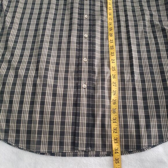 Sutter & Grant Button Down Shirt Men's Large Tall Plaid Black Tan Poly Cotton - Picture 8 of 8
